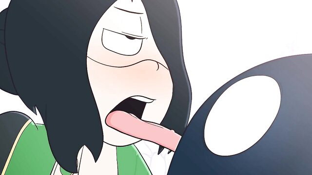 Tsuyu Asui licks black orb in Asui x Uraraka hentai short