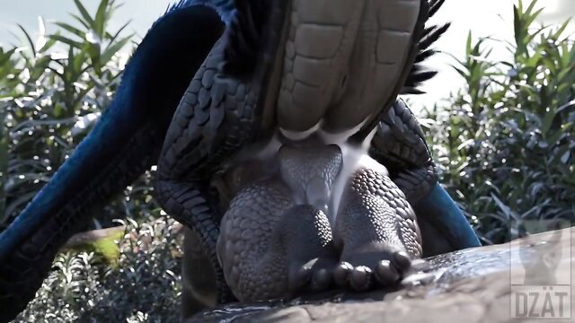 Feral blue dragon mounts gray reptile in feral dragon x reptile hentai porn