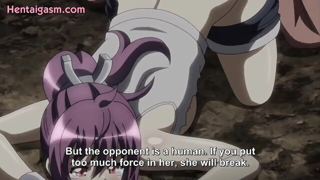 Purple-haired hentai girl warns too much force will break human opponent in Goblin No Suana 3