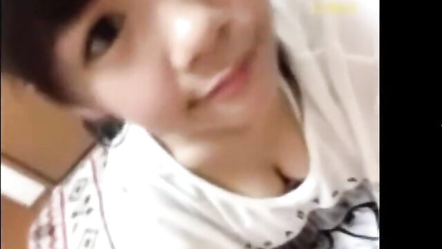 Cute Japanese loli face girl chest flash in white top, candid upskirt tease