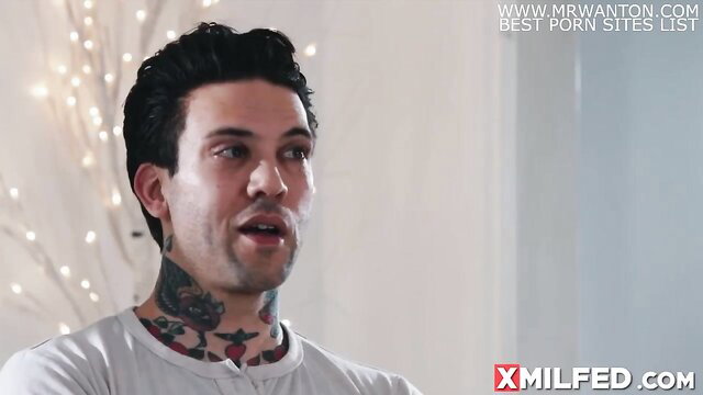 Tattooed man in Blackmailing My Robber Step Mom with Dana Vespoli