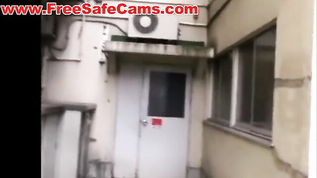 Japanese upskirts outdoor alley white door AC unit 480p