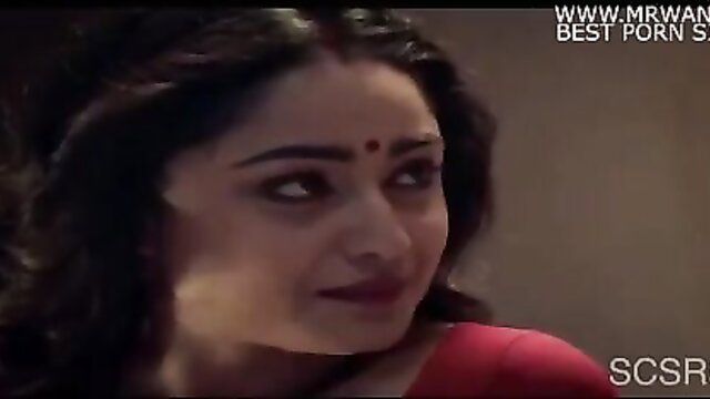 Tridha Choudhary lookalike in sexy red saree, hot Indian romance closeup