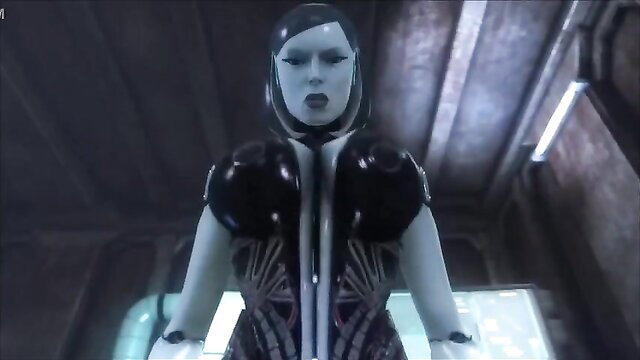 Gemma More as sexy blue alien babe in tight latex SFM HMV