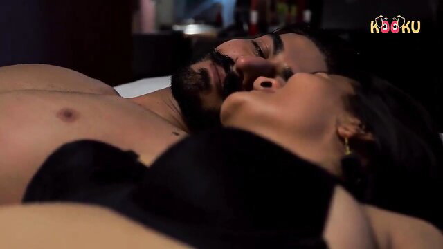 Indian MILF wife swap honeymoon sex, hot couple in lingerie cuddling nude