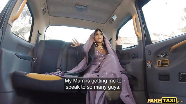 Yasmina Khan in hijab complains to Fake Taxi driver, Asian beauty