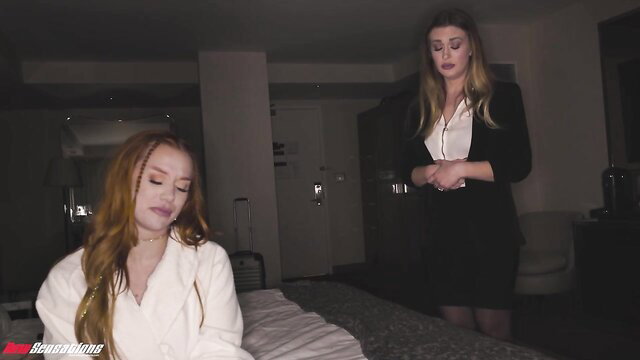 Madison Morgan and Lindsay Lee in steamy hotel lesbian tease
