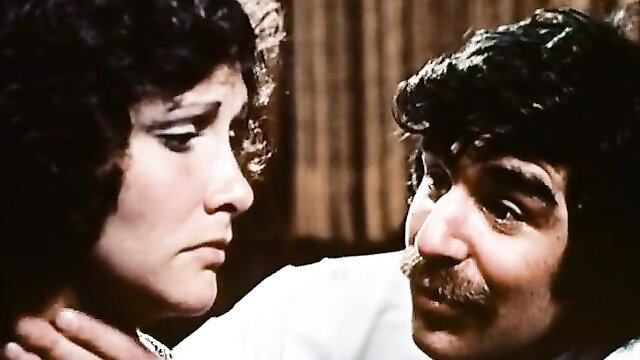 Vintage nurse choked by man in sultry close-up faceoff