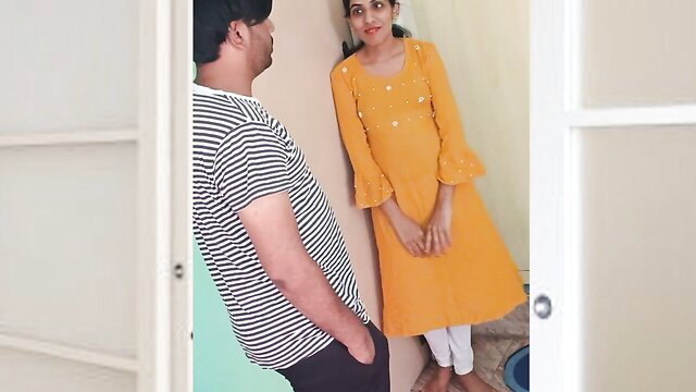 Luxcream2 chats up cute Indian girl in orange salwar kameez at door