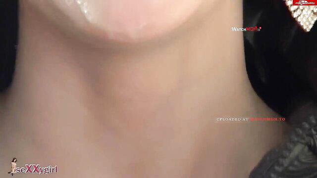 seXXygirl's glossy lips and neck closeup, huge tits tease in Winklmoos