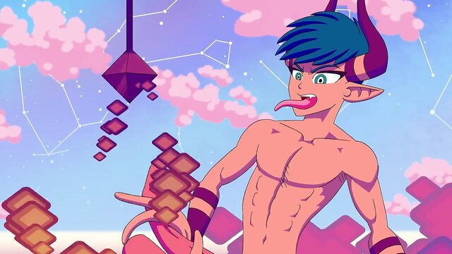 Maruten20 hot blue-haired demon boy nude pose hentai fantasy