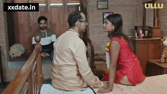 Yorgelis Carrillo as saali in red dress seduced by jija in Haraami Jija Part 3