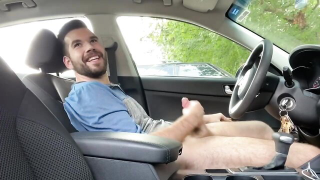 Jay Mason caught stroking cock in car, keeps going amateur cruising
