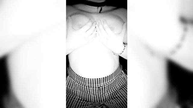 Estephania The Nyx topless noir boobs tease, sexy tit touch dance