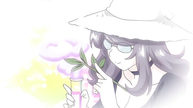 Cute anime girl in hat with test tube, young first anal tease