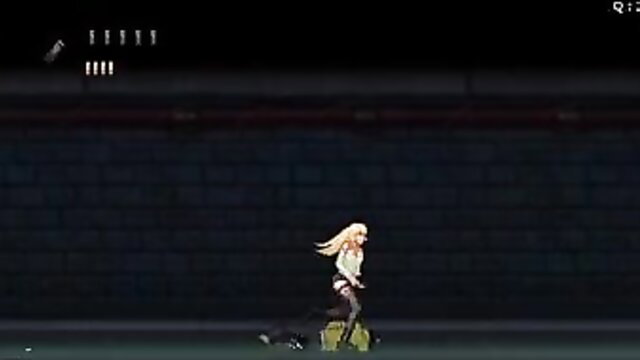 Sexy blonde hentai girl in Parasite in City game, thighhighs pose