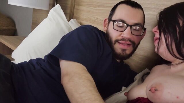 Angelina Elizabeth POV closeup nipple play with man in bed