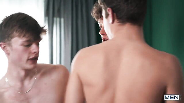 Joey Mills, Jake Preston & Finn August nude spit-roast threesome