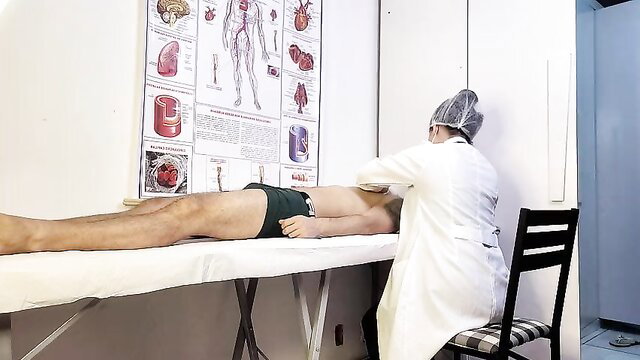Jennyfer Pimenta examines hard Brazilian patient's bulge in clinic