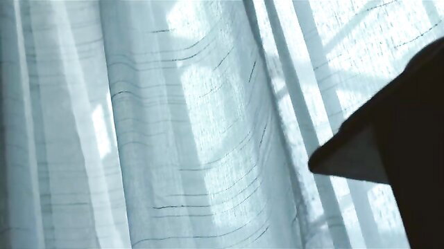 Max Eigenmann sexy sheer curtains tease in 12 Weeks (2022)