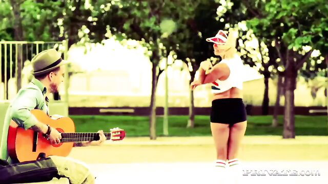 Frida Sante dances seductively for Christen Courtney's guitar serenade