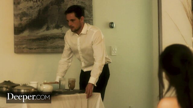Valentina Nappi with Tyler Nixon serving in white shirt Deeper HD porn