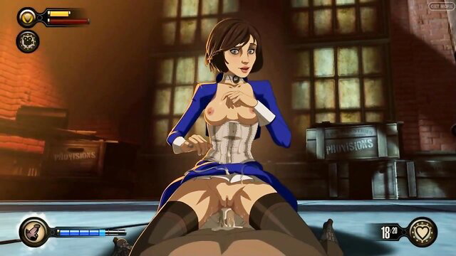 Elizabeth Bioshock cosplay rides cock reverse cowgirl to orgasm