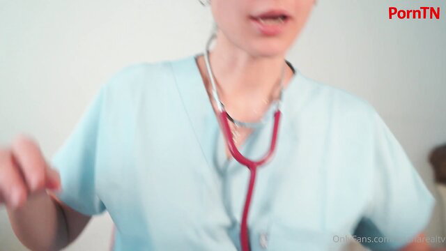 Arianarealtv hot nurse in scrubs with stethoscope teases closeup