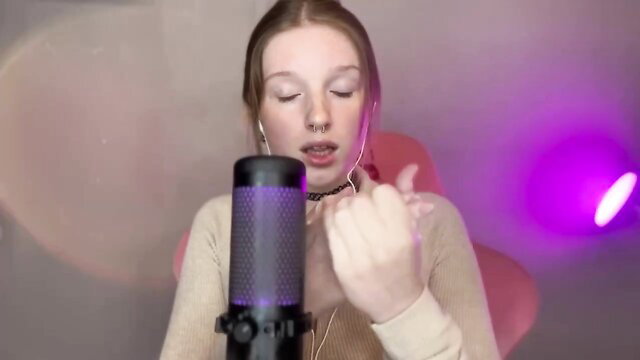 Amatory Kuporovaa Krupa pale teen in choker sings at mic, nude tits out