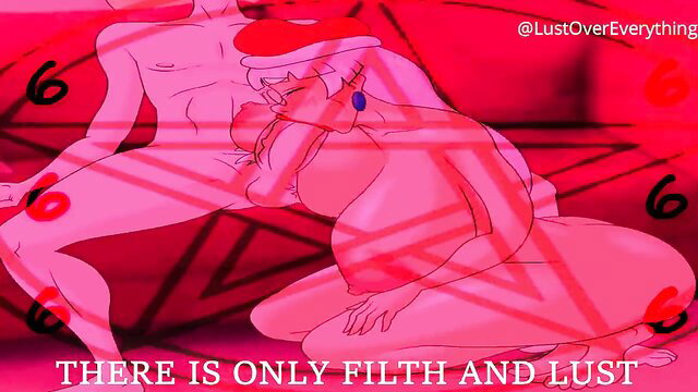 Satanic Lilith worship hentai couple in pentagram orgy filth lust
