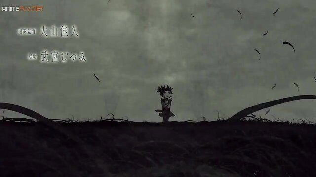 Dororo anime hentai: Spiky-haired girl stands alone in dark windy scene