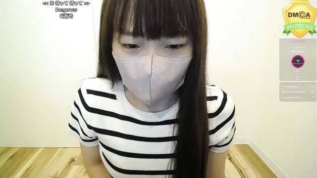 Sayakax Chaturbate Japanese slender girl in mask and striped shirt