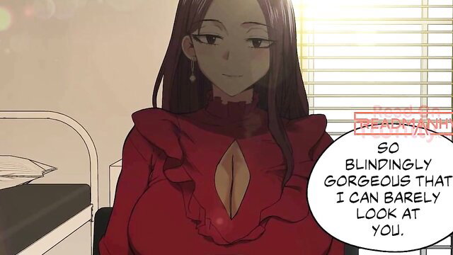 Busty Asian anime step-sister in cleavage-revealing red dress seduces