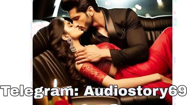 Indian couple passionate kiss in red saree blouse black suit