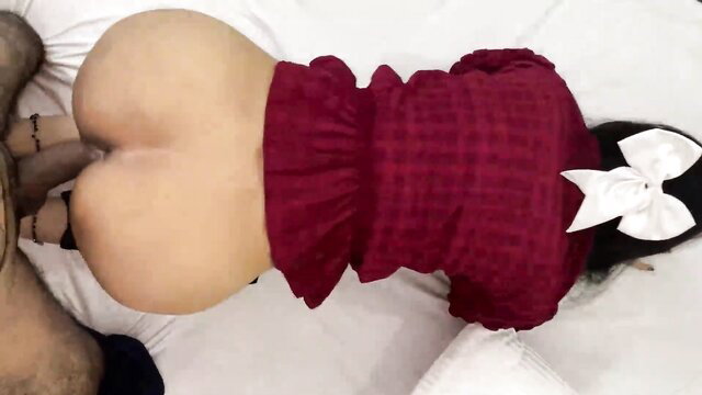 Indian woman in red skirt getting penetrated from behind