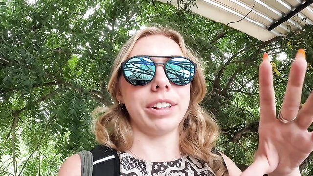 CosmicKitti Petite Blonde GF Teases in Sexy Glasses, Shows Hand in Hotel