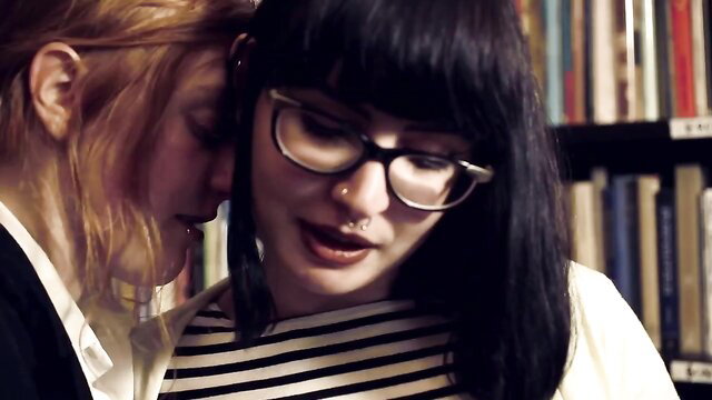 Avalon and Marina lesbian kiss in library after hours