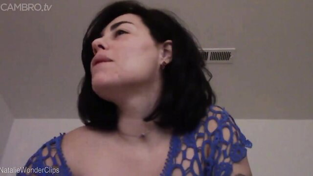 Natalie Wonder in blue lingerie