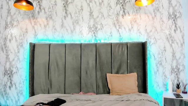 Amber Sexy Princess on velvet bed in lingerie, hot Chaturbate teen cam