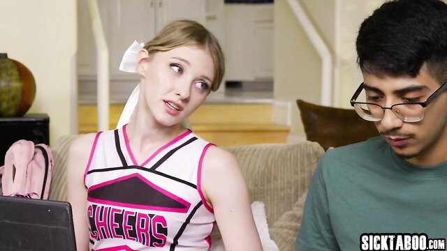 Melody Marks as cheerleader seduces shy guy friend