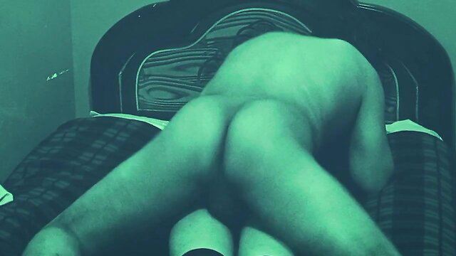 Mysterious silent travesti face hidden, nude on bed, used calmly with desire