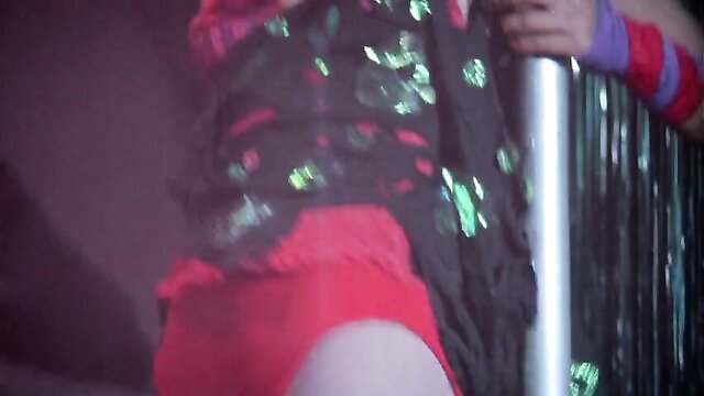 Deborah Geffner topless pole dancing in shiny dress, Exterminator 2 nude tits