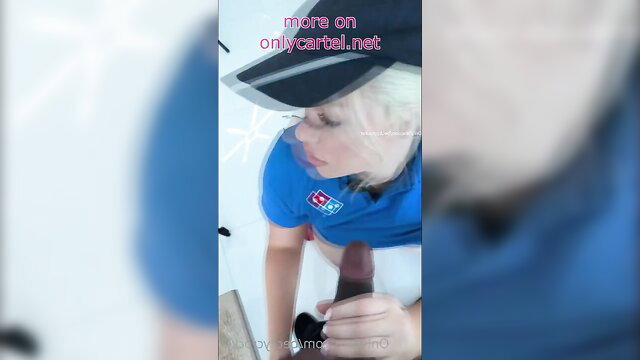 Becky Crocker blonde in blue cap sucking big cock POV Dominhoes