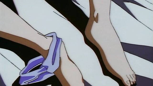 Anime hentai girl closeup legs with blue panties pulled aside, Gakuen Sodom Ep.2