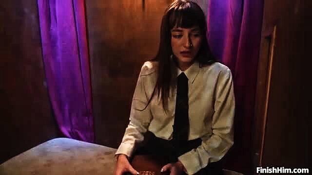 Lana Smalls in Demon's Dick experiment scene, sexy shirt and tie