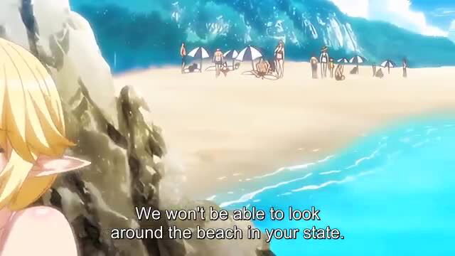Busty blonde elf princess at beach in Crossbreeding Assistance 7 hentai