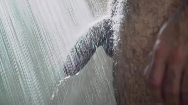 Atlas Grande's hairy cock in shower, wet stepdad caught pervy son