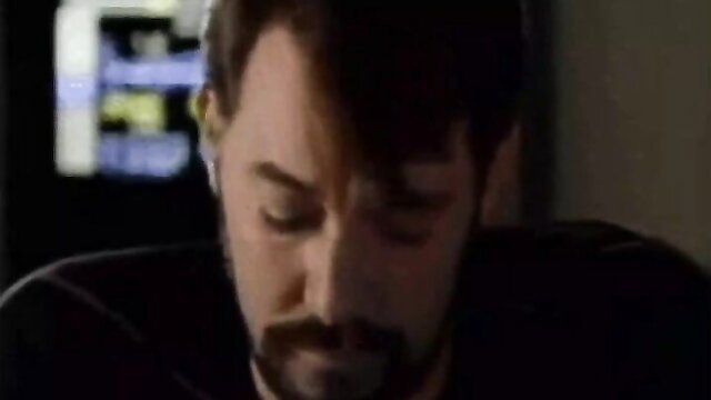 Man with beard in dark shirt, closeup fail blooper face from funny porn compilation