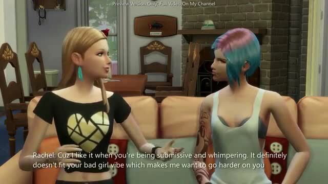 Rachel dominates submissive Chloe on couch in Sims 4 porn