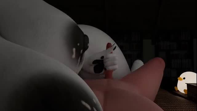 Loona furry handjob with huge tits and pink legs closeup